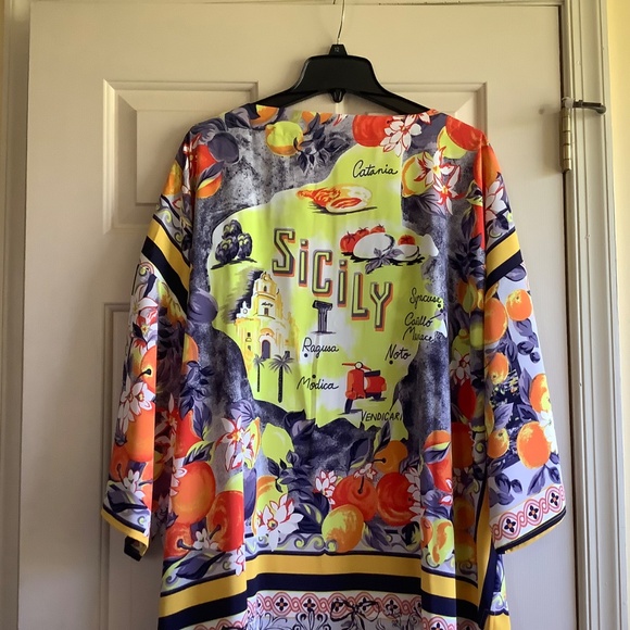 David Meister Open Front Kimono Golden Multi Sicilian SZ M/L - Picture 9 of 13